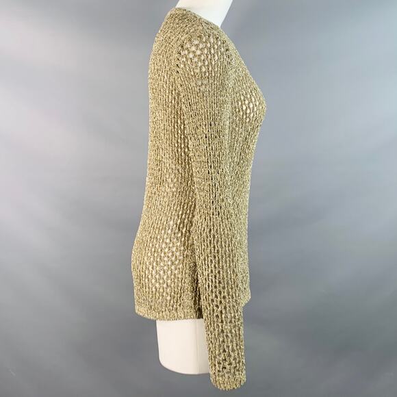 MARC JACOBS Size S Gold Nylon Metallic Knit Crew Neck Pullover - Picture 3 of 6